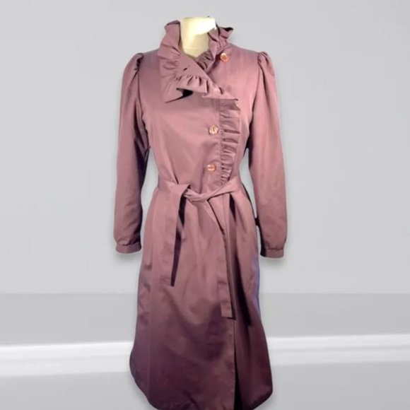 Misty Harbor Jackets & Blazers - MISTY HARBOR Vintage Lavender Wool Blend Ruffle Trench Coat - Size 10